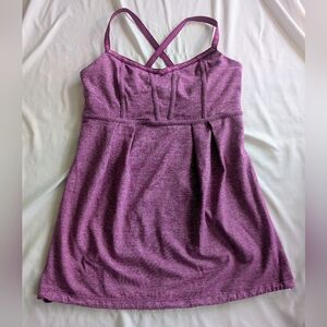 Purple Heathered Tank Dress with Crisscross Straps